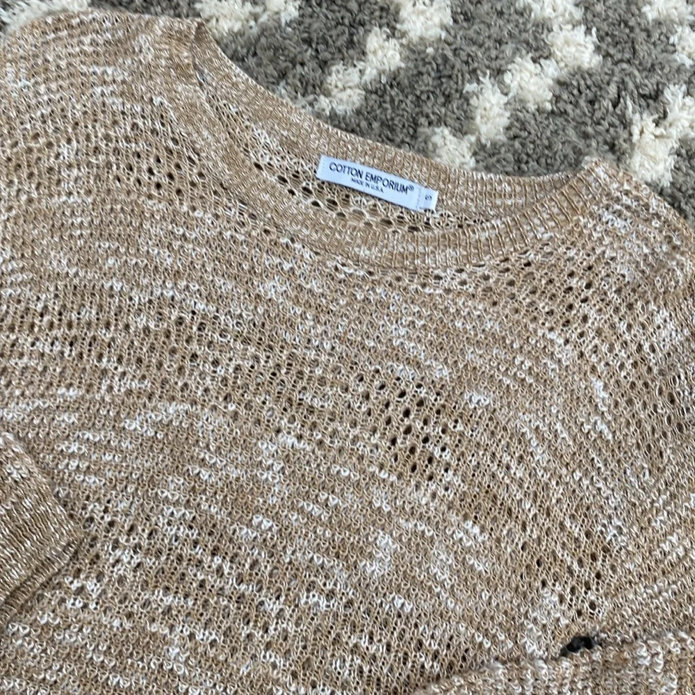 Knit Sweater size small beige layering cozy fall cotton emporium
